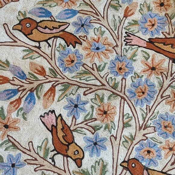 Kashmir Handmade Chain Stitch “Tree Of Life “ Rug 40"x 23" Birds multi color -lp - Picture 2 of 14